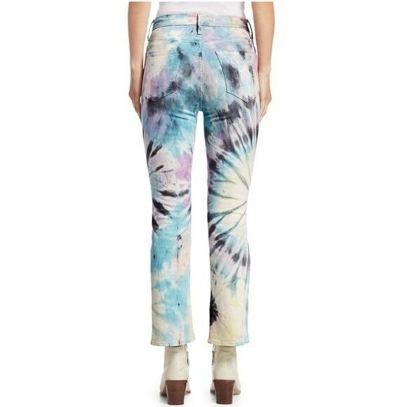 MOTHER The Tripper High Rise Crop Bootcut Tie-Dye Jeans Womens Size 24 - Picture 3 of 10